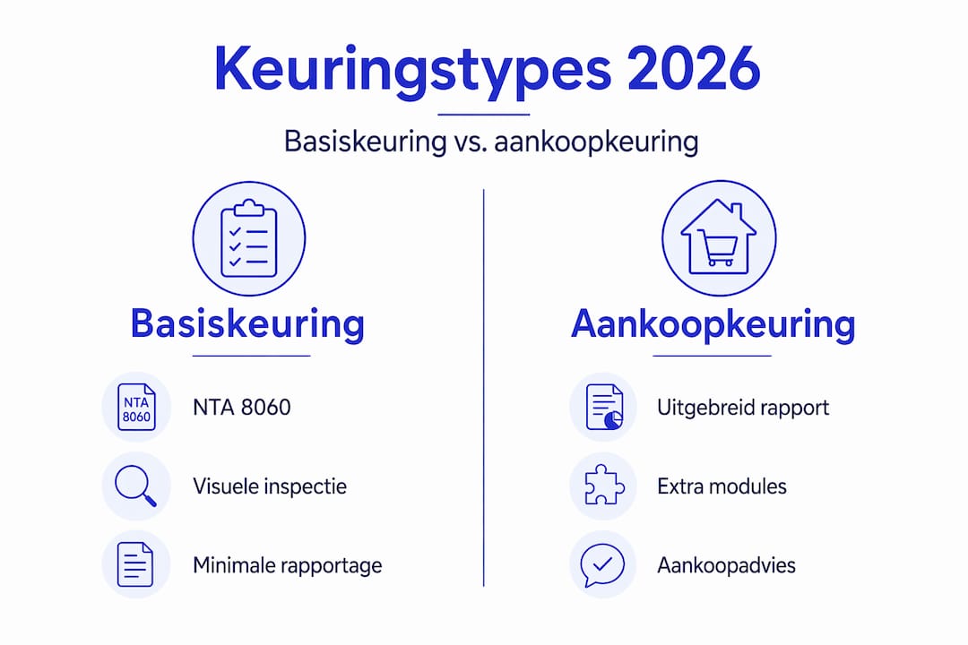Infographic: verschil tussen een basiskeuring en een aankoopkeuring