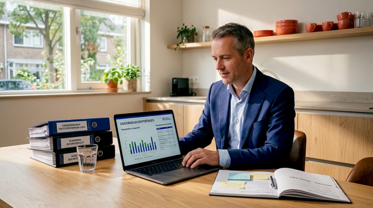 Een vastgoedbeheerder analyseert de grafieken in het rapport.
