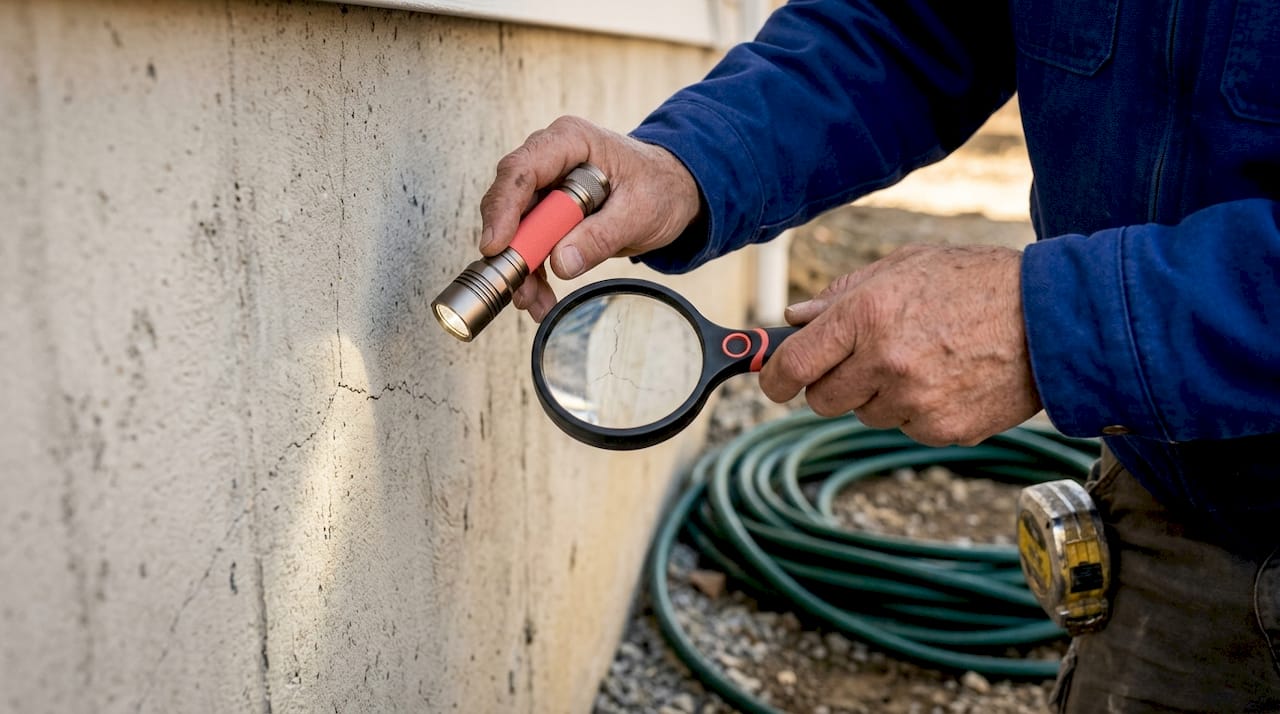 Grondige inspectie van scheuren in de fundering