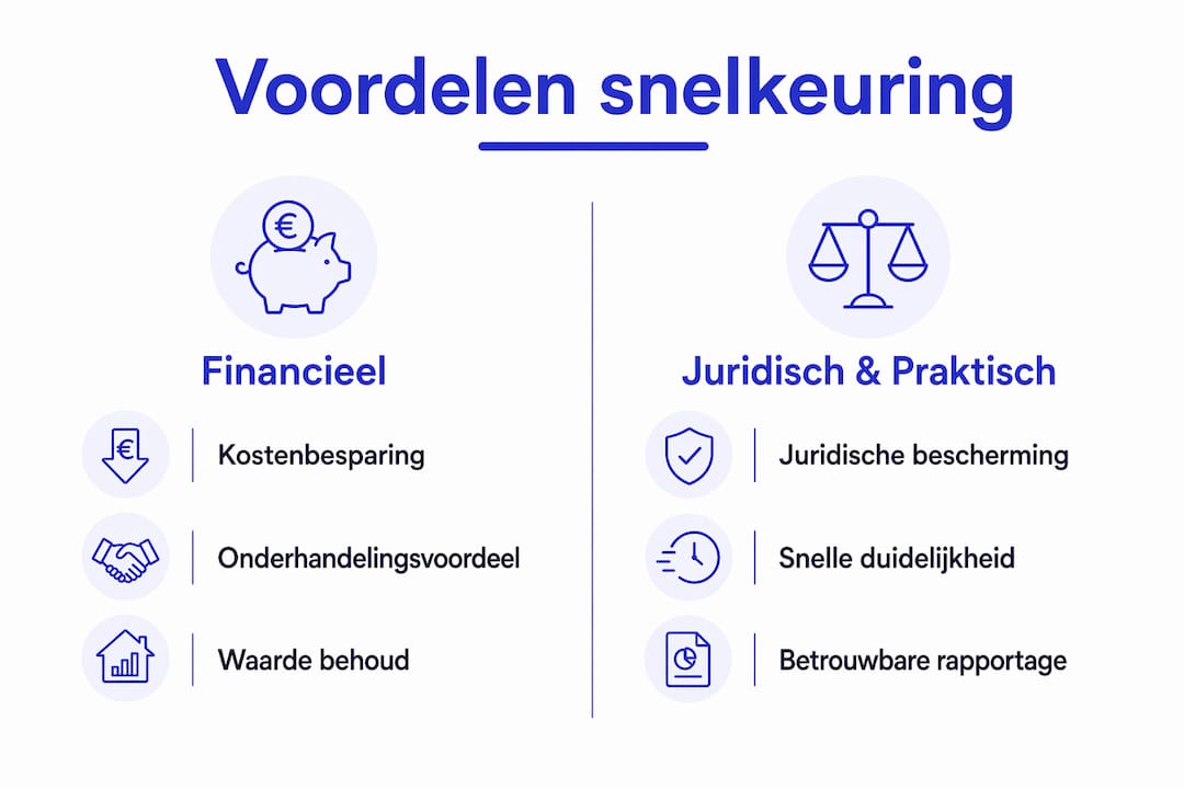 Infographic: de pluspunten van een snelle keuring op een rij