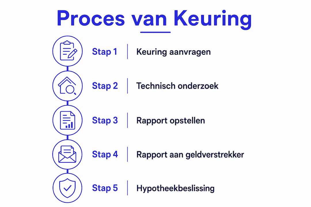 Overzichtelijke infographic: zo verloopt een bouwkundige keuring stap voor stap