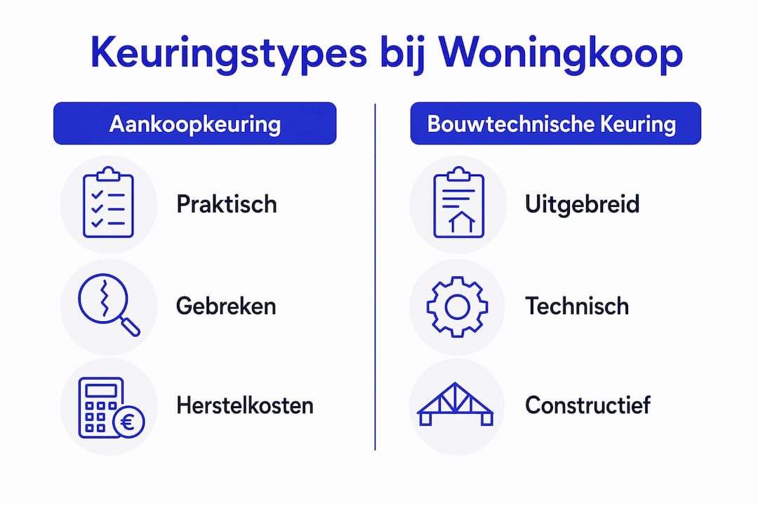 Infographic: overzicht van verschillende soorten bouwkundige keuringen bij het kopen van een huis