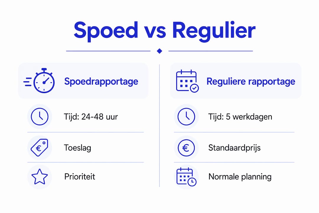 Infographic: Verschillen tussen spoedrapportages en reguliere rapportages