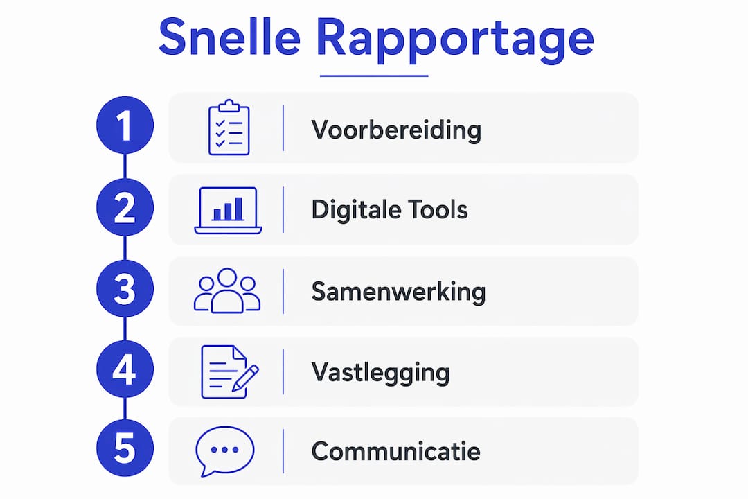 Overzichtelijke infographic met praktische stappen voor snel en effectief rapporteren