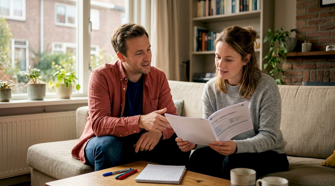 De huiseigenaar krijgt uitleg over de beoordelingscriteria.