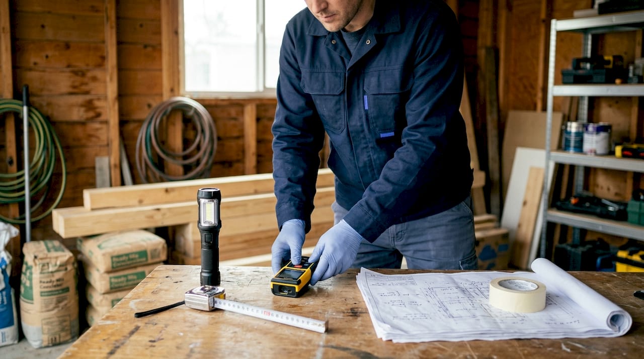 Detailopname van inspectiegereedschap op een werktafel