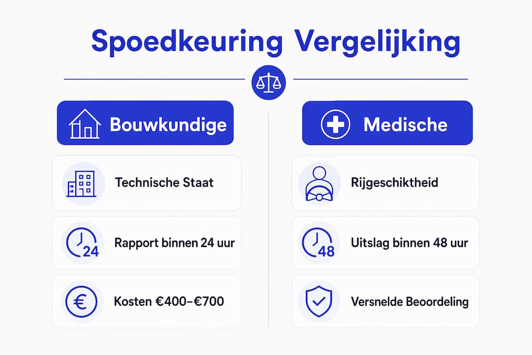 Infographic: bouwkundige keuring versus medische spoedkeuring in beeld gebracht
