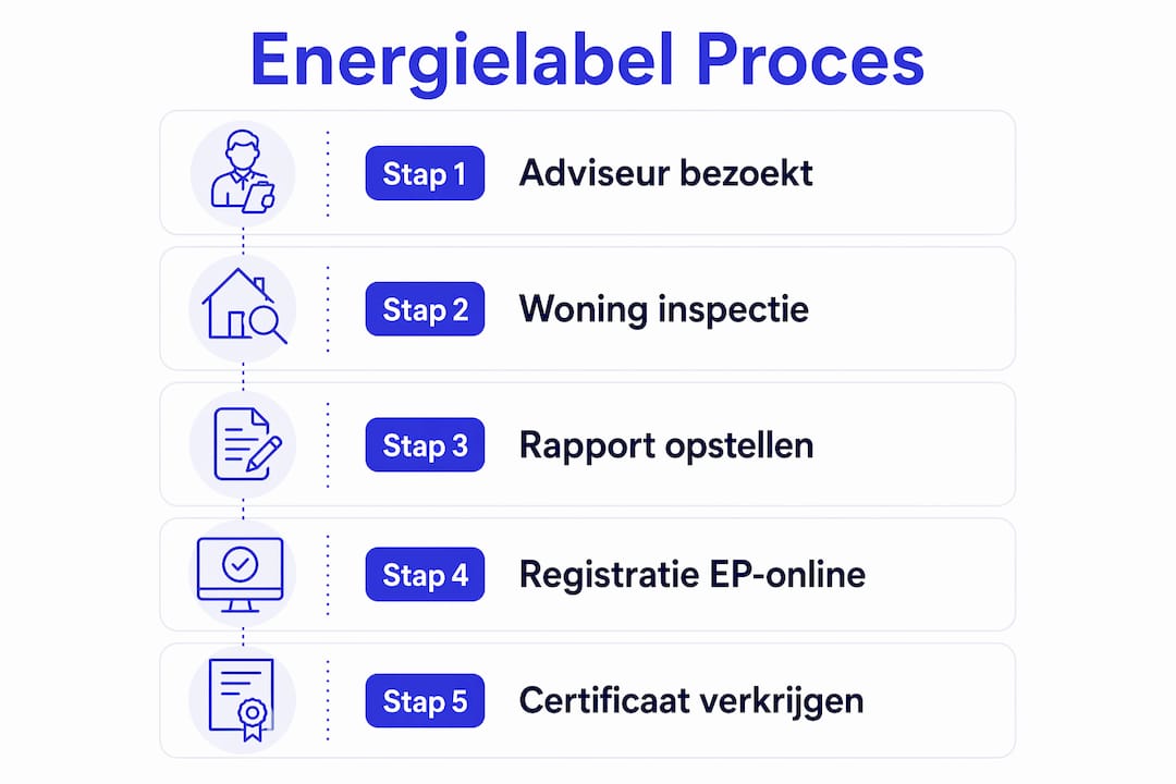 Infographic: stappenplan voor het aanvragen van een energielabel voor je woning