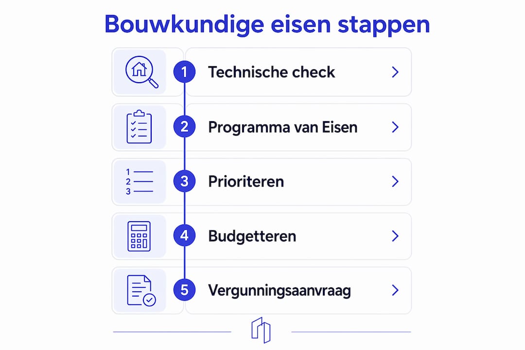 Overzichtelijke infographic: stap voor stap voldoen aan de bouwkundige eisen