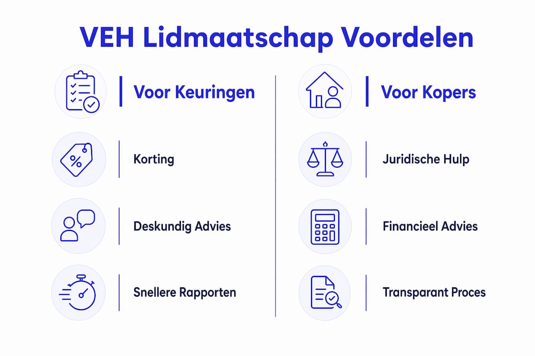 Infographic: De voordelen van een VEH-lidmaatschap bij bouw- en aankoopkeuringen