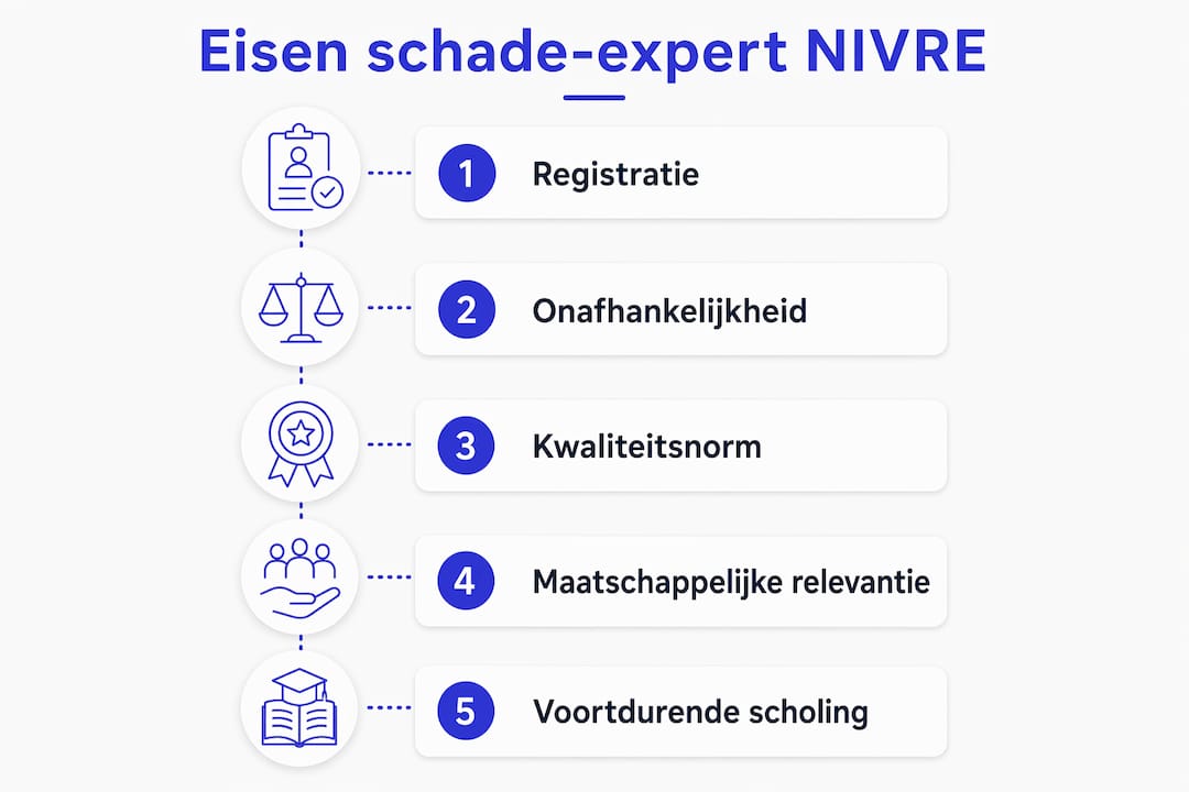 Infographic: overzicht van de vereisten voor NIVRE schade-experts