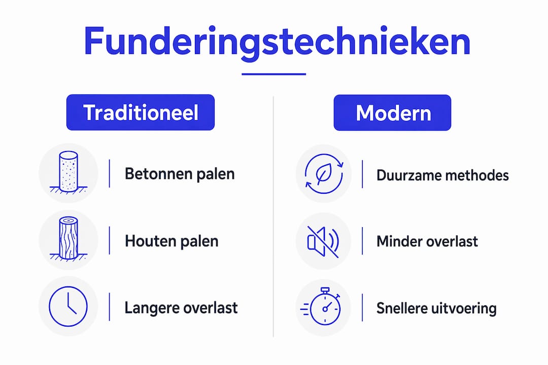 Overzichtelijke infographic met een vergelijking van verschillende funderingstechnieken