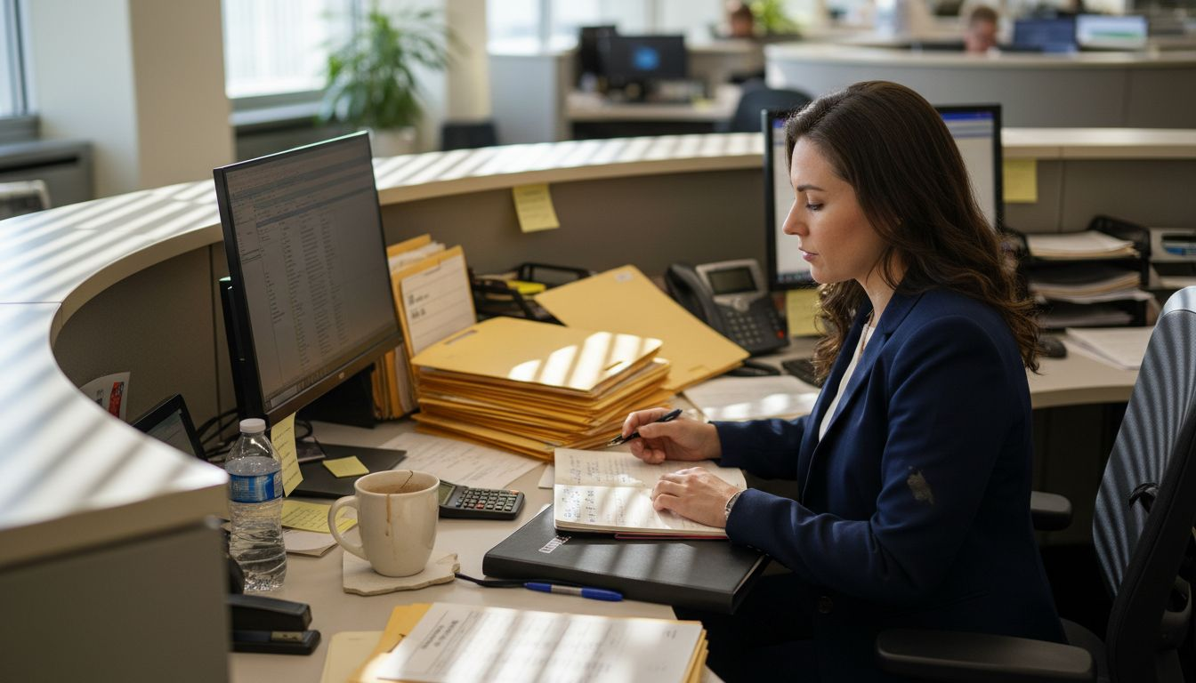 Bank officer checks credit risk documents