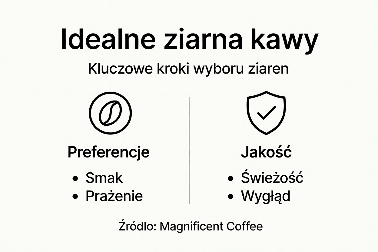Infografika pokazująca, jak krok po kroku wybrać idealne ziarna kawy