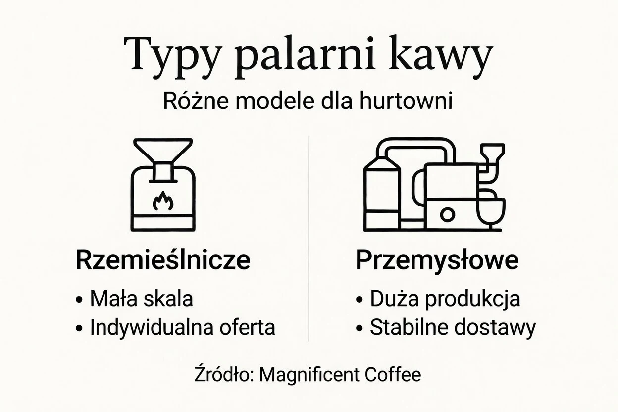 Infografika: rodzaje palarni kawy dla dystrybutorów i hurtowni
