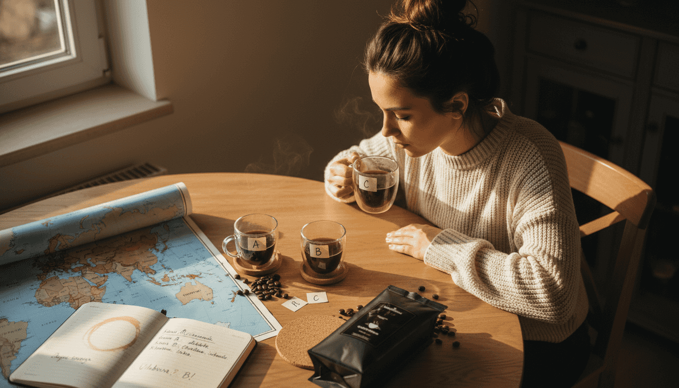 Degustacja kaw z różnych zakątków świata przy wspólnym stole