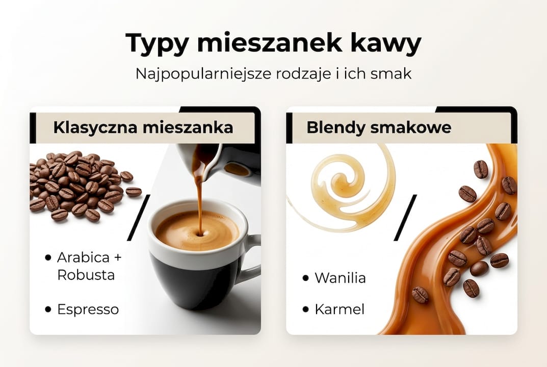 Infografika: różnorodność mieszanek kawowych i ich unikalne smaki