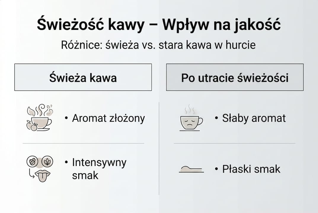 Infografika: jak świeżość kawy wpływa na jej jakość w sprzedaży hurtowej