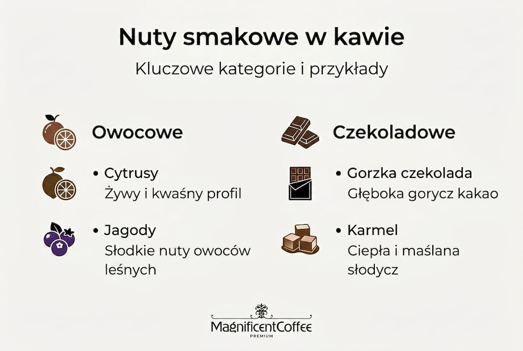 Infografika: rodzaje smaków obecnych w kawie