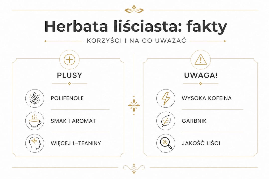 Infografika: Plusy i minusy picia herbaty liściastej
