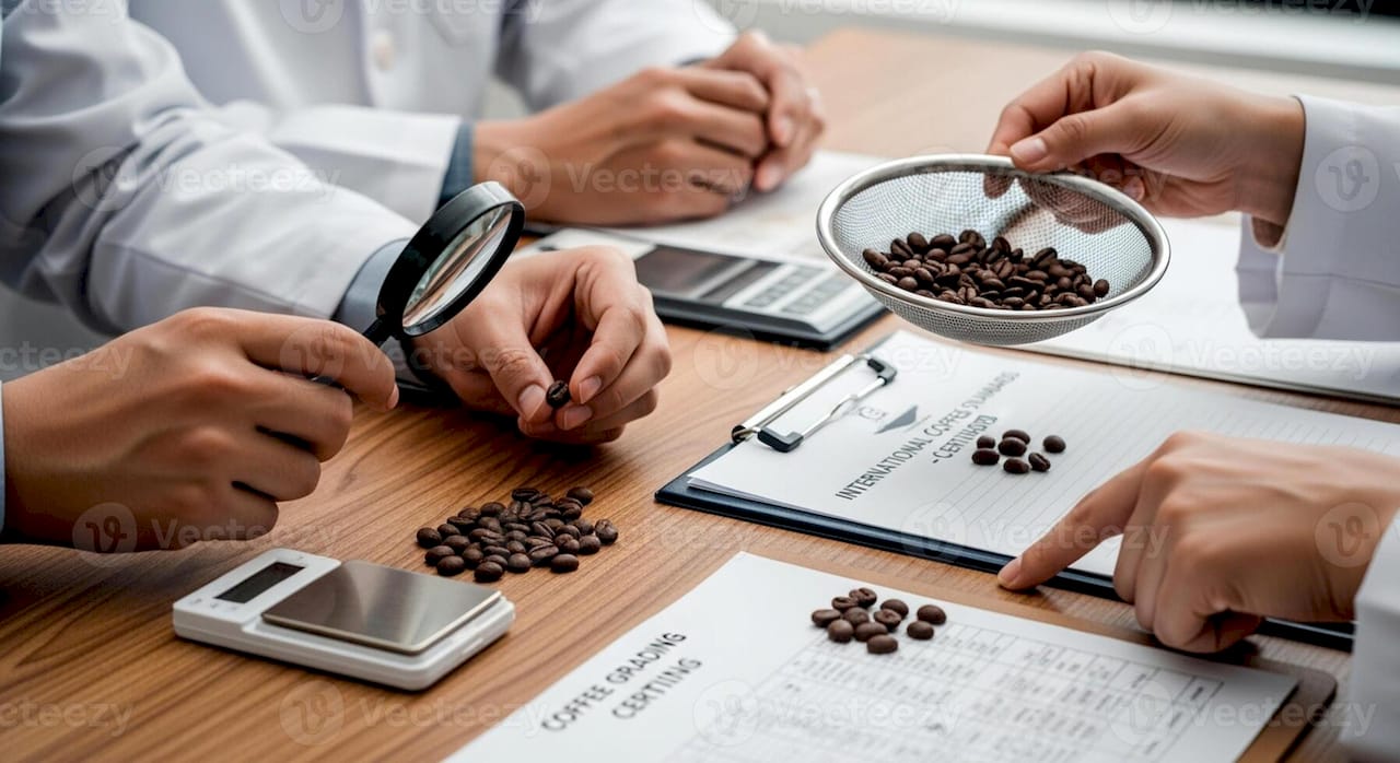 Coffee bean quality assessment by experts using magnifying glass ...