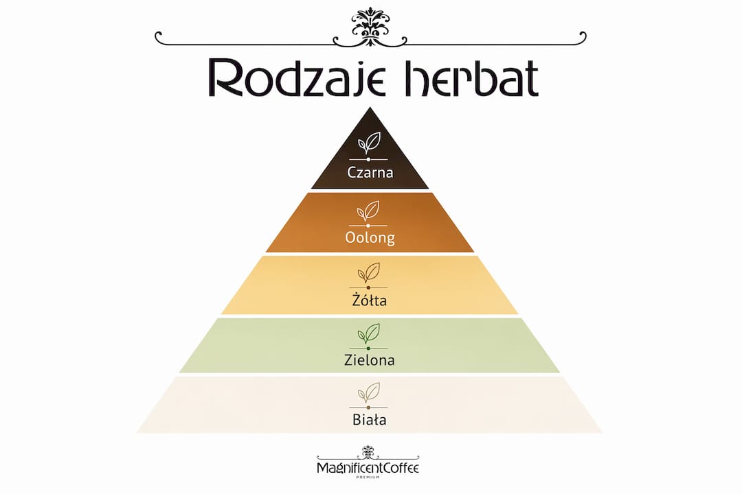 Schemat prezentujący podział herbat według rodzajów