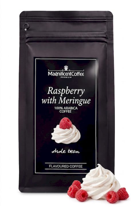 Raspberry with Meringue – kawa smakowa mielona malina z bezą 100% Arabica