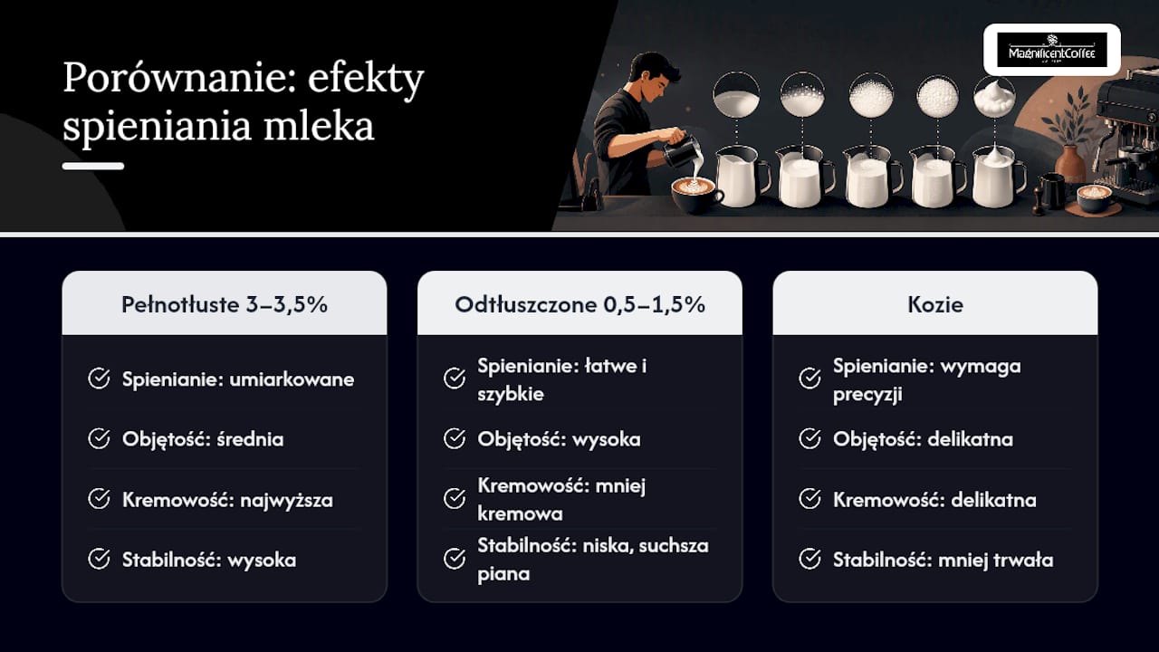 Porównanie mleka do spieniania