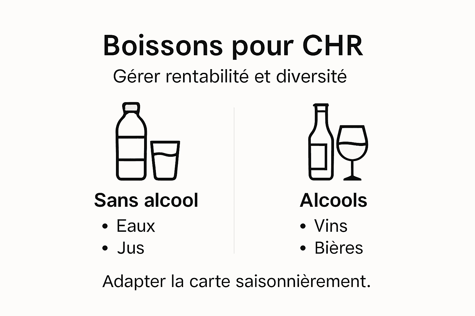 Visuel synthétique sur la rentabilité et la variété des boissons dans les établissements CHR