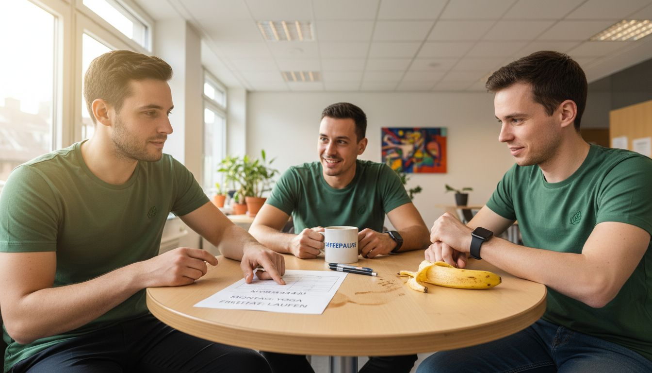 Firmenfitness Kurse Organisieren: Leitfaden Zur Erfolgreichen Umsetzung! 1 Mitarbeiter tauschen sich über die kommunikationsstrategie für das firmenfitness-programm aus.