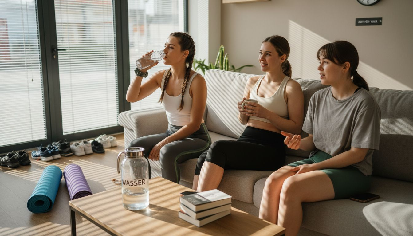 Fitnessstudio Gemeinschaft: Warum Motivation Und Stressabbau! 3 Nach einer entspannten yoga-stunde lassen es sich die frauen in der lounge des fitnessstudios gut gehen.