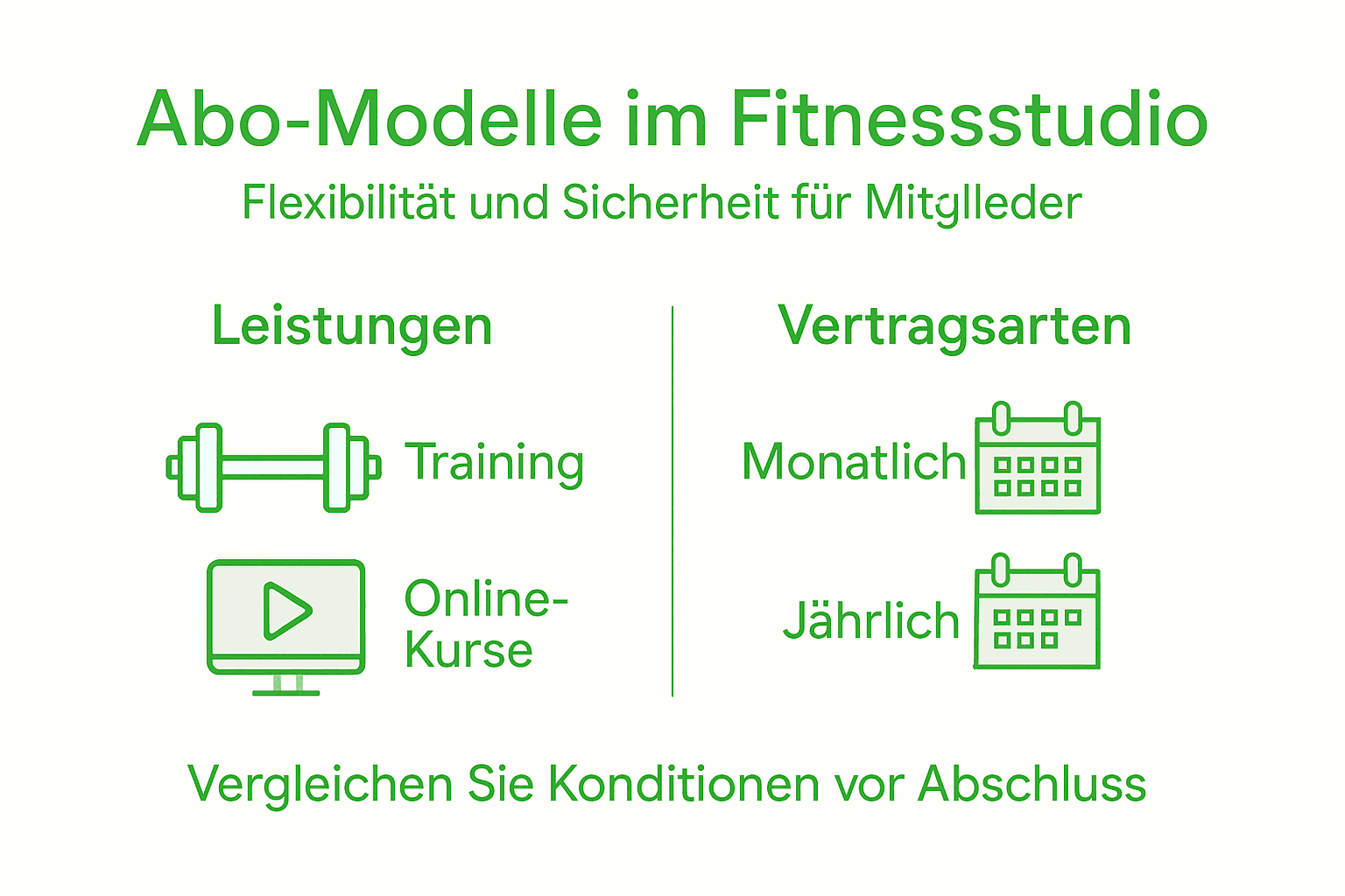 Abo-Modelle Fitnessstudio: Flexibilität Und Sicherheit! 1 Infografik: die verschiedenen mitgliedschaftsmodelle im fitnessstudio auf einen blick