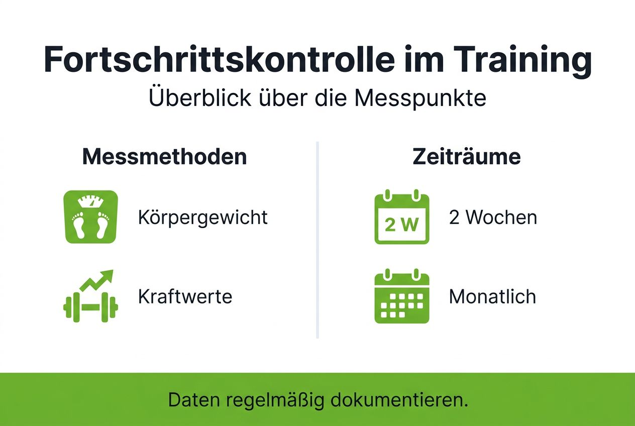 Individuellen Trainingsplan Erstellen Um Deine Ziele Erreichen! 3 Übersichtsgrafik mit methoden zur erfolgsmessung und zeitlichen meilensteinen