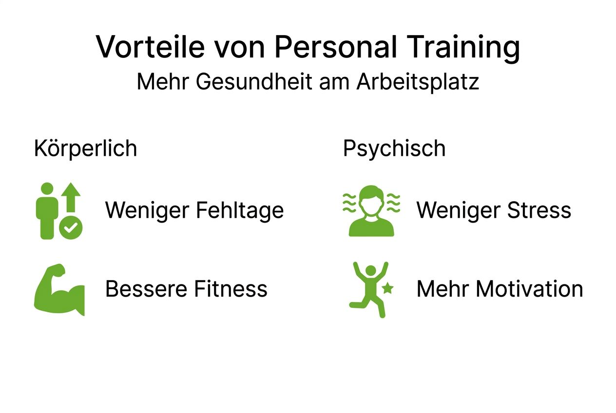 Warum Personal Training Für Firmen Die Mitarbeitergesundheit Verbessert! 3 Diese infografik veranschaulicht, warum sich personal training lohnt.