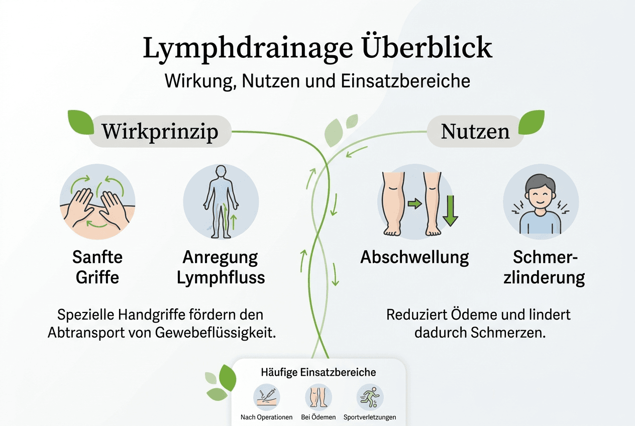 Übersichtliche infografik: so wirkt die lymphdrainage und davon profitieren sie