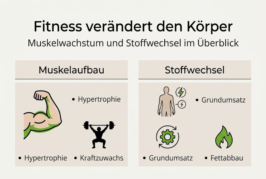 Wie Verändert Sich Der Körper Durch Fitness: Gesundheit Und Kraft! 1 Die infografik veranschaulicht die wichtigsten muskelbereiche und stoffwechselzonen.
