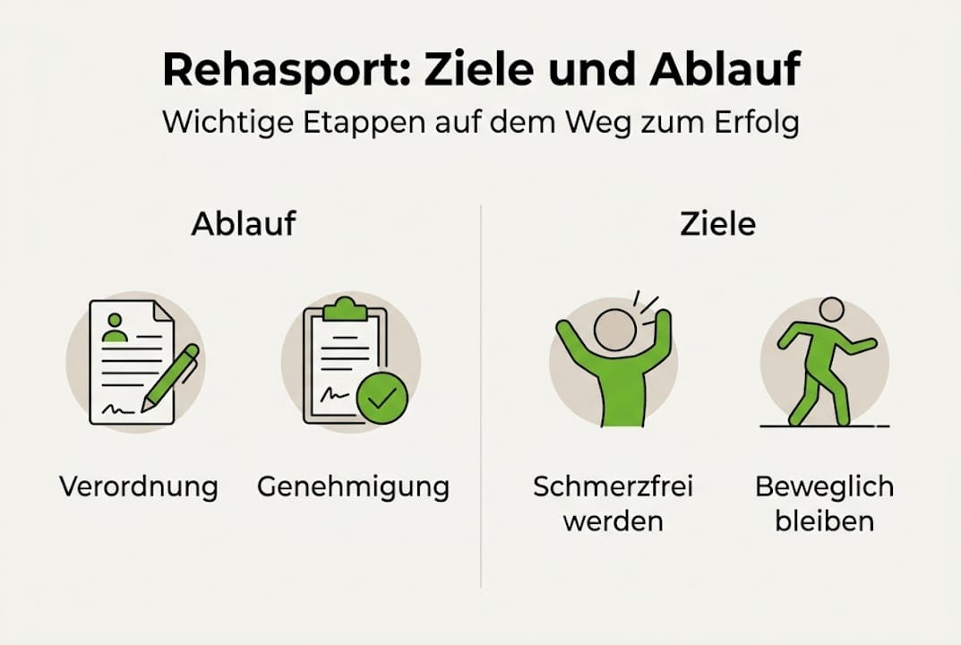 Übersichtsgrafik: so läuft der rehasport ab und diese ziele erreichen sie