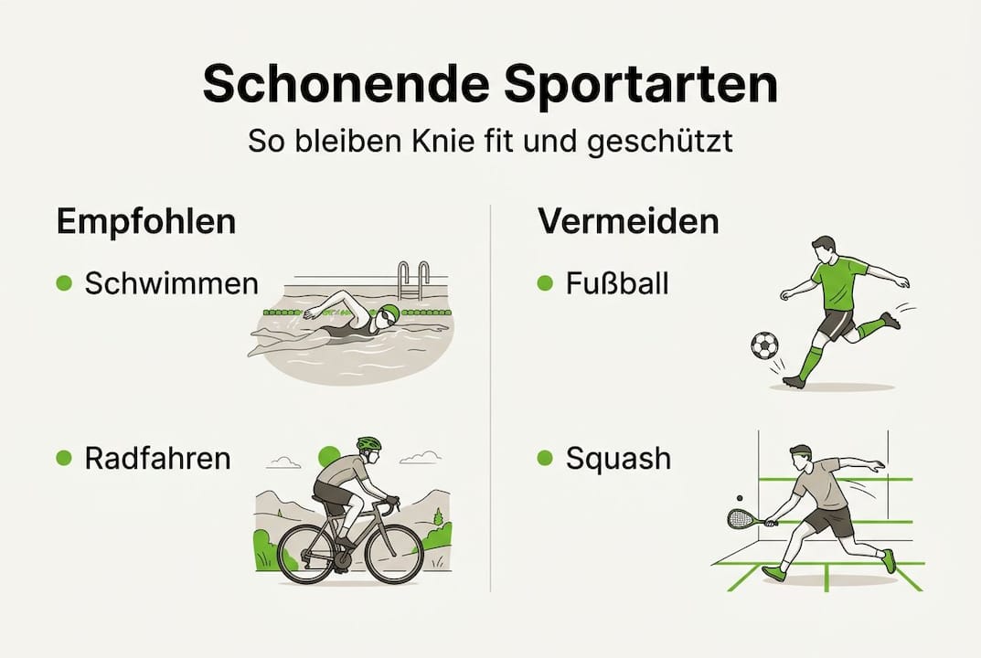 Infografik: welche sportarten sind besonders gelenkschonend – und welche belasten die knie?