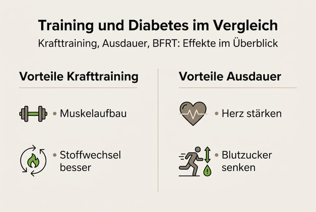 Kann Man Diabetes Durch Krafttraining Heilen: Krankheit Besiegen? 3 Infografik: krafttraining, ausdauertraining und bfrt im vergleich – welche methode bietet welche vorteile?