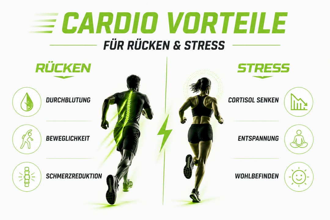 Cardio Fitness Germersheim: Besser Trainieren Für Rücken Und Stress! 1 Infografik: wie ausdauertraining rücken und stress positiv beeinflusst
