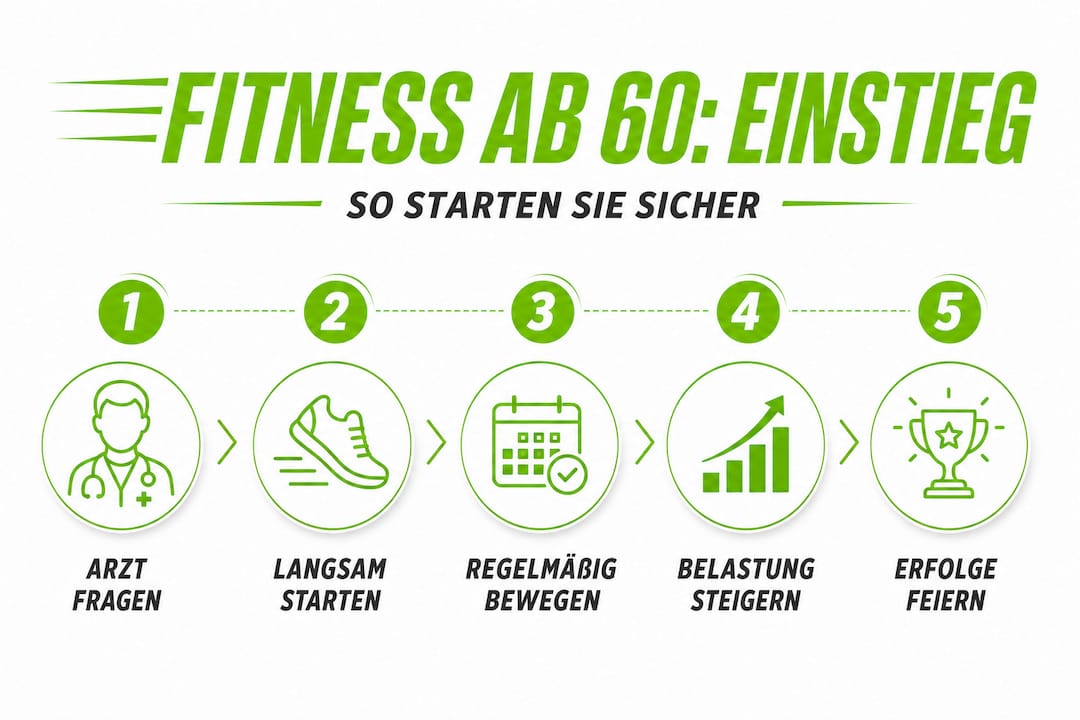 Infografik: fünf einfache tipps für den einstieg ins fitnesstraining ab 60