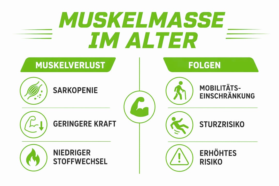 Warum Ist Muskelmasse Im Alter So Wichtig! 3 Grafik: wie sich muskelabbau im alter auf gesundheit und lebensqualität auswirkt