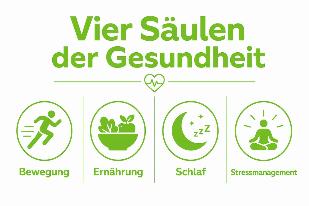 Grafik: die vier grundpfeiler für ein gesundes leben