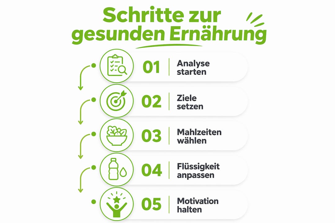 Schritt-für-schritt-anleitung für eine ausgewogene ernährung – als übersichtliche infografik