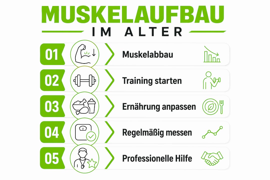 Welches Training Gegen Muskelabbau Im Alter: Dein Guide 2026! 1 Diese infografik zeigt, wie sie auch im höheren alter gezielt muskeln aufbauen können – schritt für schritt erklärt.