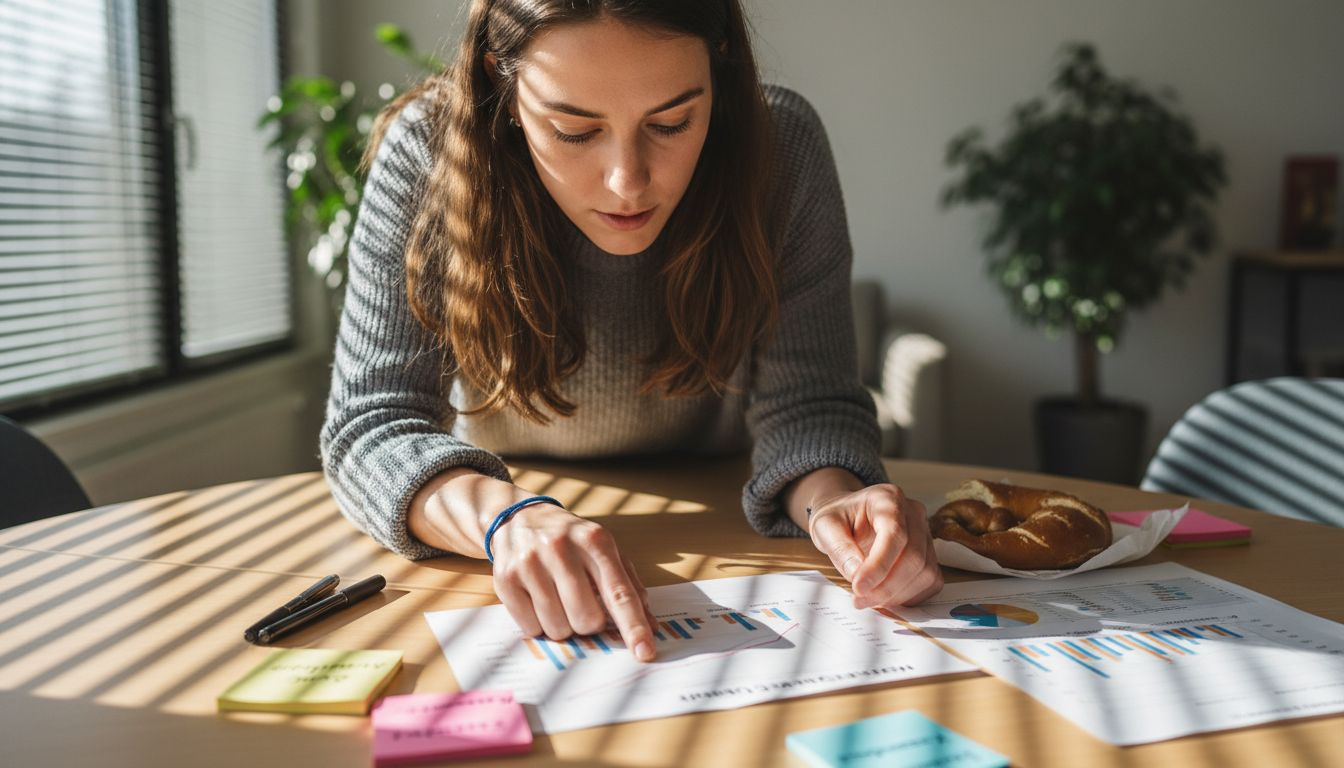 Eine Marketingexpertin wirft einen genauen Blick auf die aktuellen Analysedaten, um ihre Strategie gezielt zu optimieren.