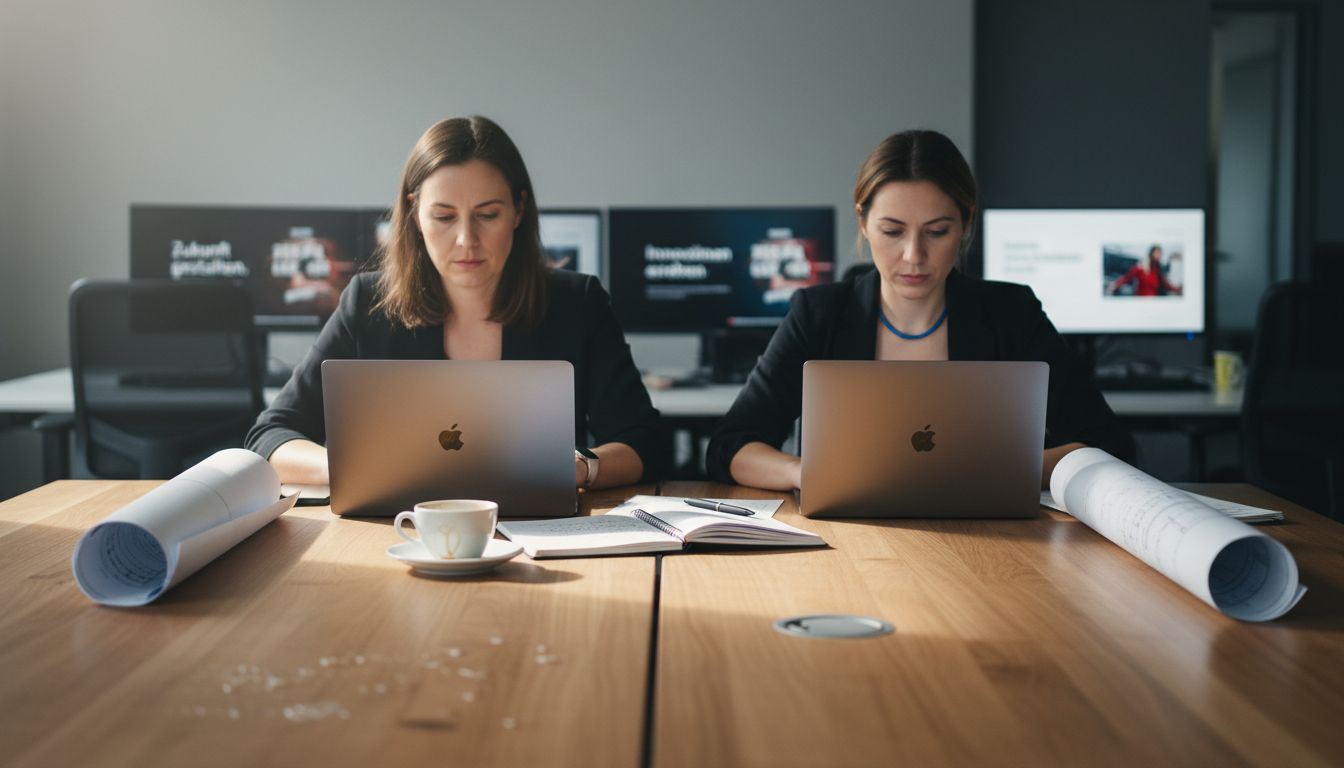 Zwei Frauen entwickeln gemeinsam kreative Marketingkonzepte.