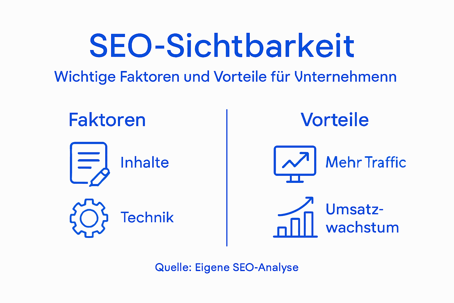 Übersicht: Die wichtigsten Faktoren für SEO-Sichtbarkeit und deren Vorteile auf einen Blick