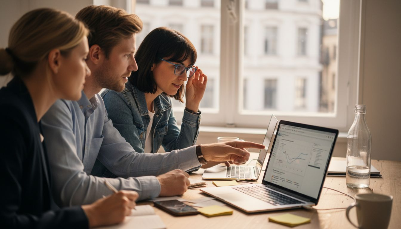 Das Team tauscht sich aus und analysiert gemeinsam die aktuellen SEO-Ergebnisse.