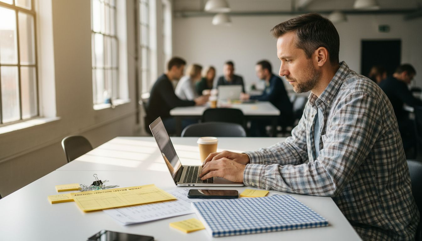 Texter entwickelt ansprechende Werbetexte für Online-Anzeigen